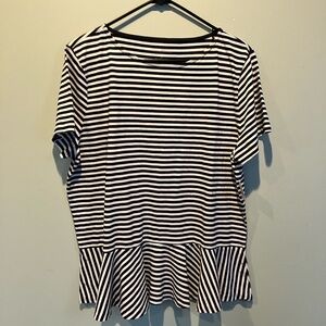 Talbots Dark Navy Blue & White Short Sleeve cotton top